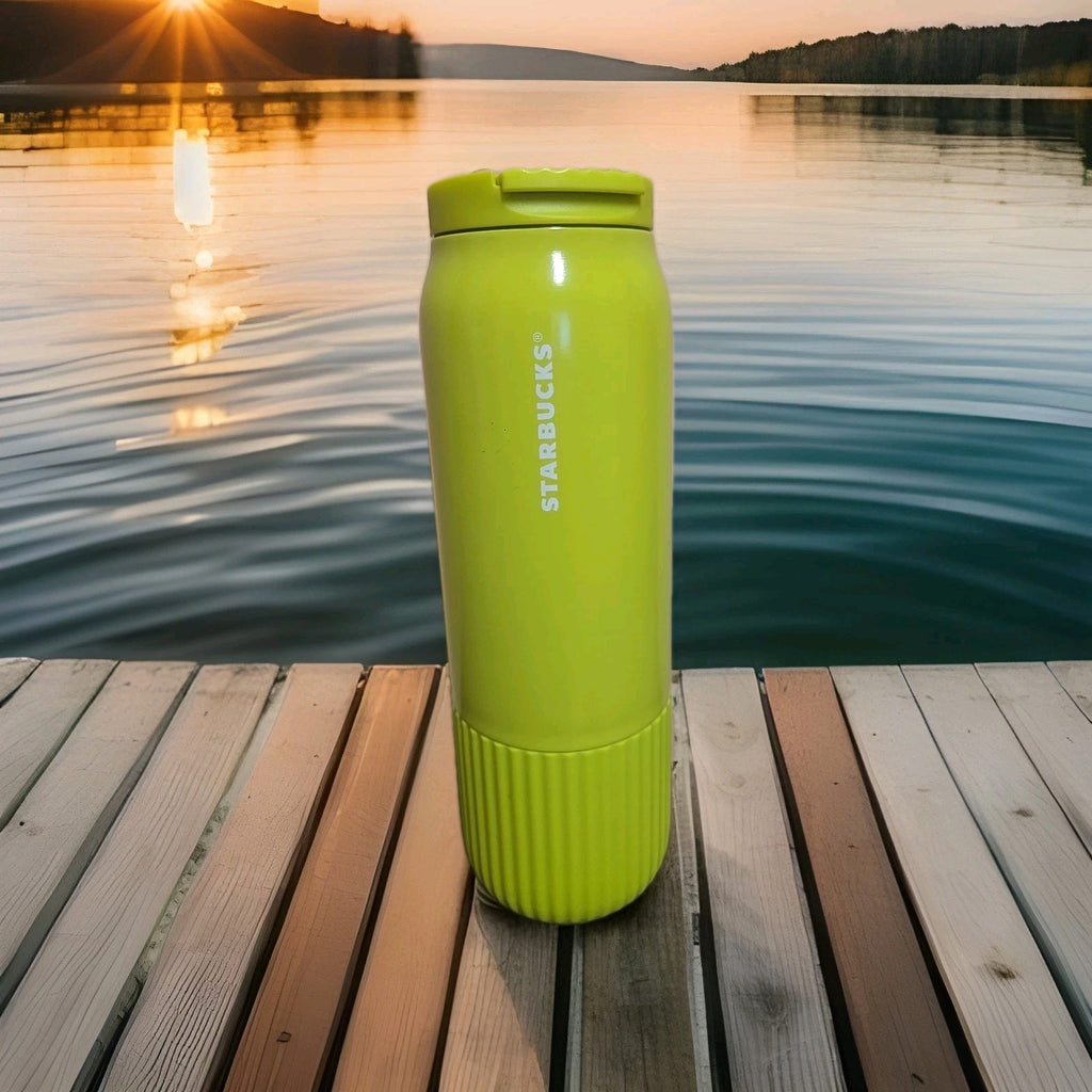 Starbucks Summer 2025 Vibrant Yellow Lime Pleated SS Bottle Tumbler