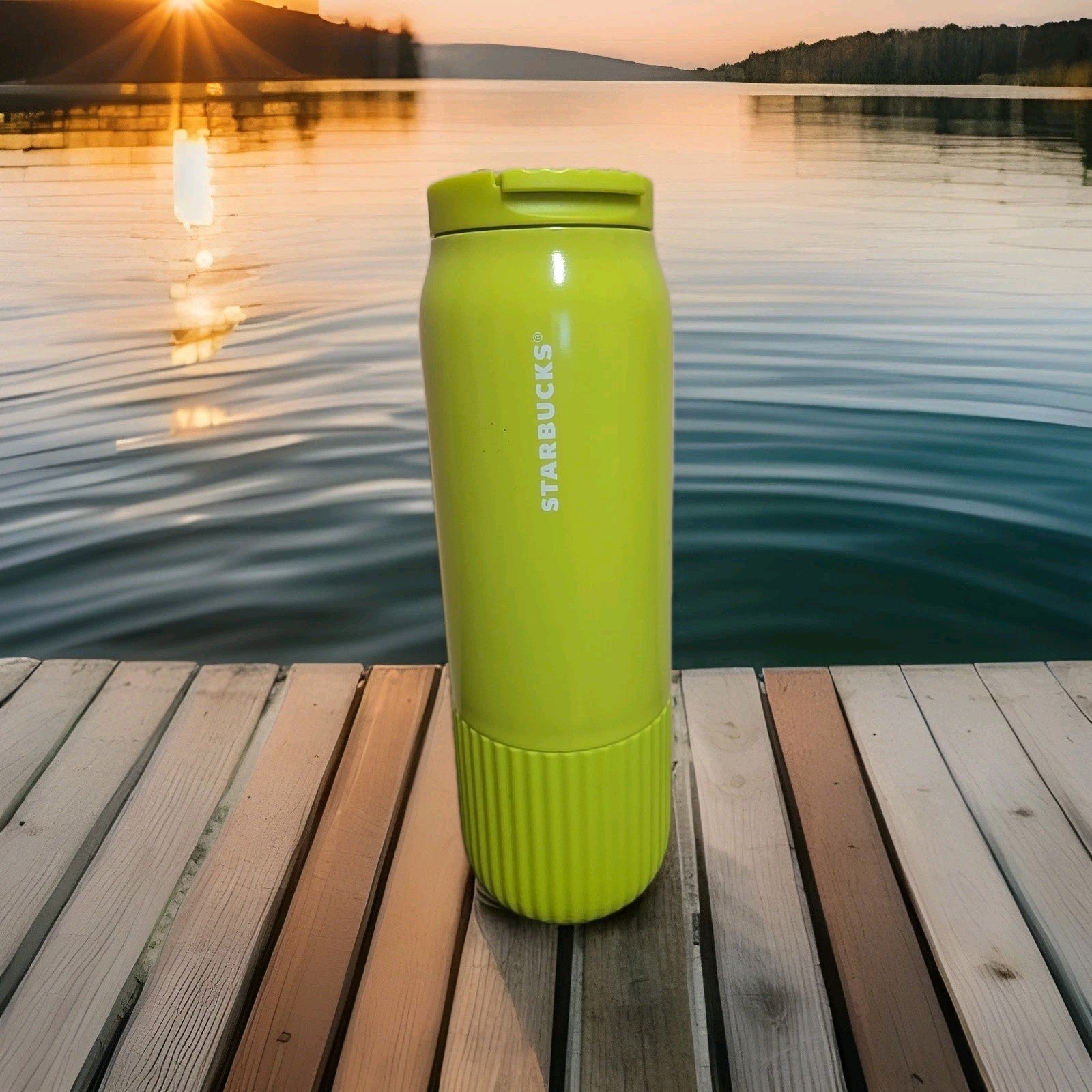 Starbucks Summer 2025 Vibrant Yellow Lime Pleated SS Bottle Tumbler