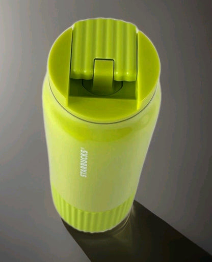 Starbucks Summer 2025 Vibrant Yellow Lime Pleated SS Bottle Tumbler