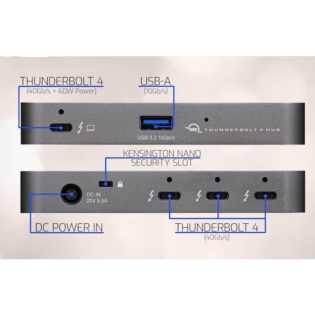 OWC OWC Thunderbolt Hub Docking Station, Grey/Black, Thunderbolt 4, USB-A