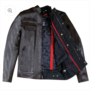 Men's Commuter Premium Natural Buffalo Armor Motorcycle Leather Biker Jacket Brown (Size XXL)