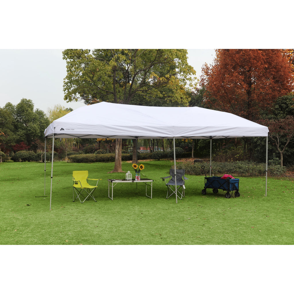 Ozark Trail 20' x 10' Straight Leg Outdoor Easy Pop-up Canopy, White