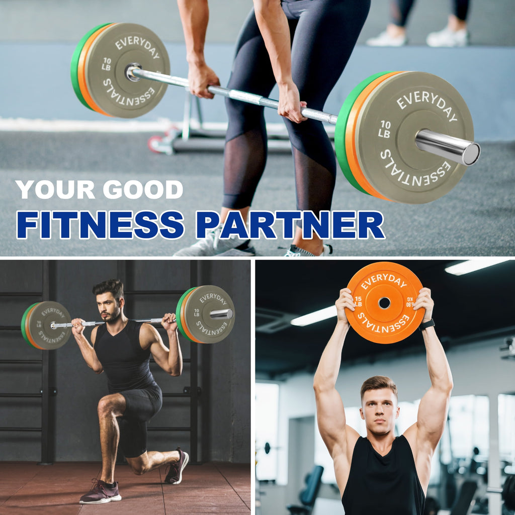 BalanceFrom Bumper Plate with Steel Hub, 100 lb Set Color