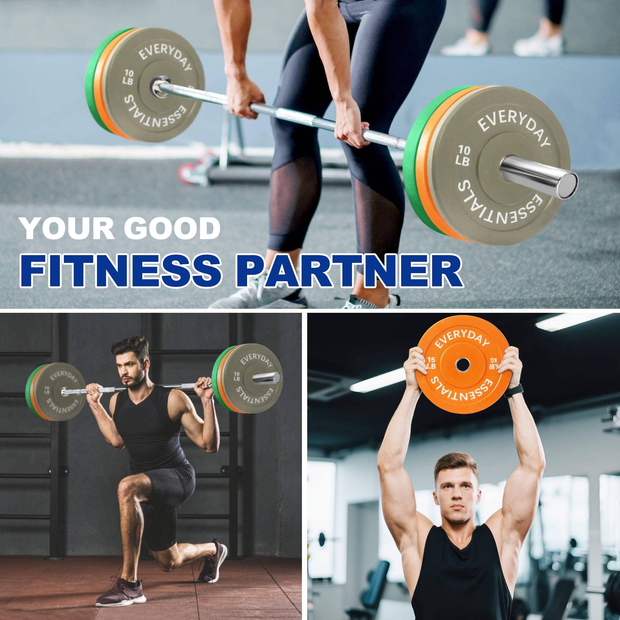 BalanceFrom Bumper Plate with Steel Hub, 100 lb Set Color