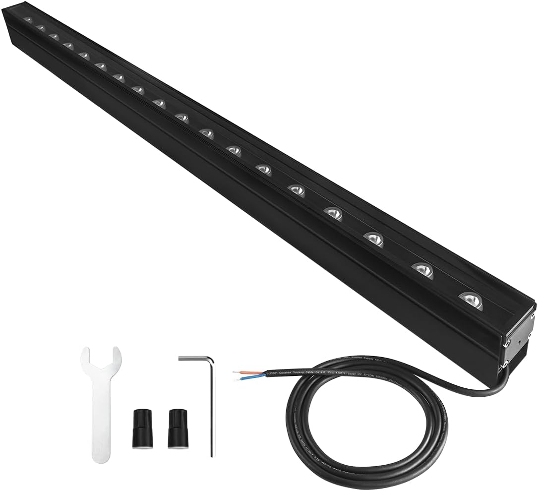 Low Voltage DC24V New Upgraded In-Ground Light Outside, 18W Wall Washer Lights, 5000K Daylight Wall Wash Landscape Lighting, Waterproof Light Bar for Garden Yard Driveway