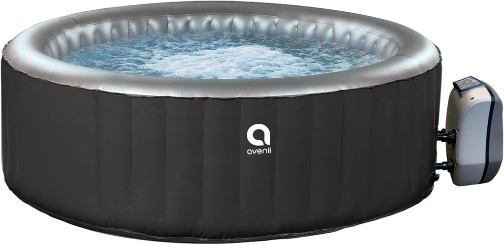Avenli London 181 Gallon 49 Inch 2 to 3 Person Inflatable Hot Tub Spa with Control Panel, Insulated Tub Cover and Floor Protector, Black