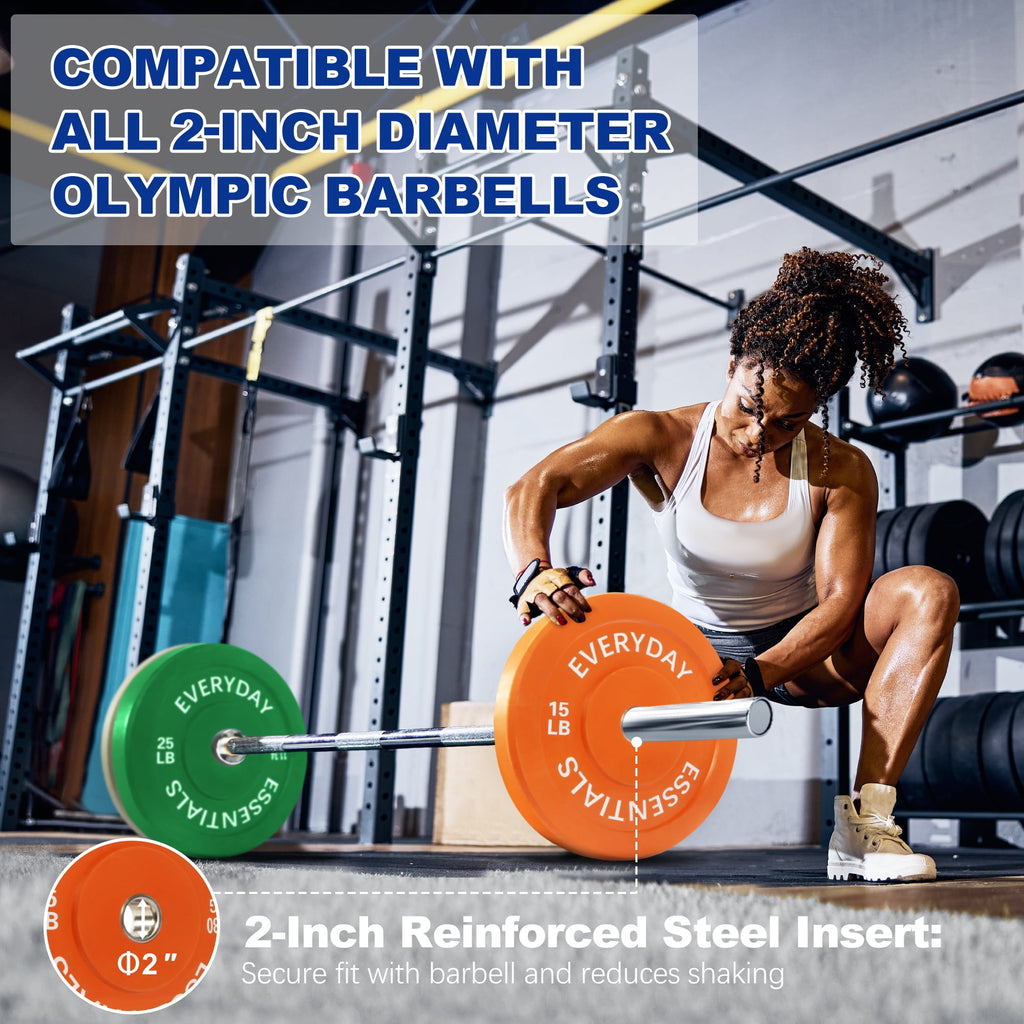 BalanceFrom Bumper Plate with Steel Hub, 100 lb Set Color