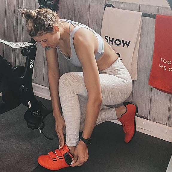 Mens Womens Cycling Shoes (Size: 41) Compatible with Pelaton Bike Shoes Road Bike Shoes Riding Bicycle Pre-Installed with Delta Cleats Clip Indoor Outdoor Pedal