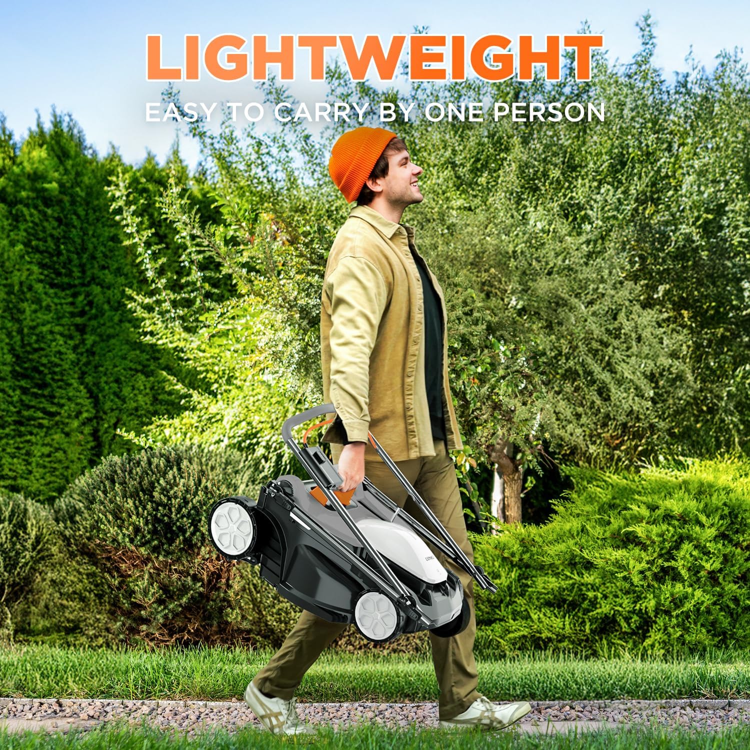 Litheli 16 Inch Lawn Mower 2x20V Electric Coreless Lawn Mower Lightweight Push Mower with 6-Position Height Adjustment, 2 X 4.0Ah Batteries.