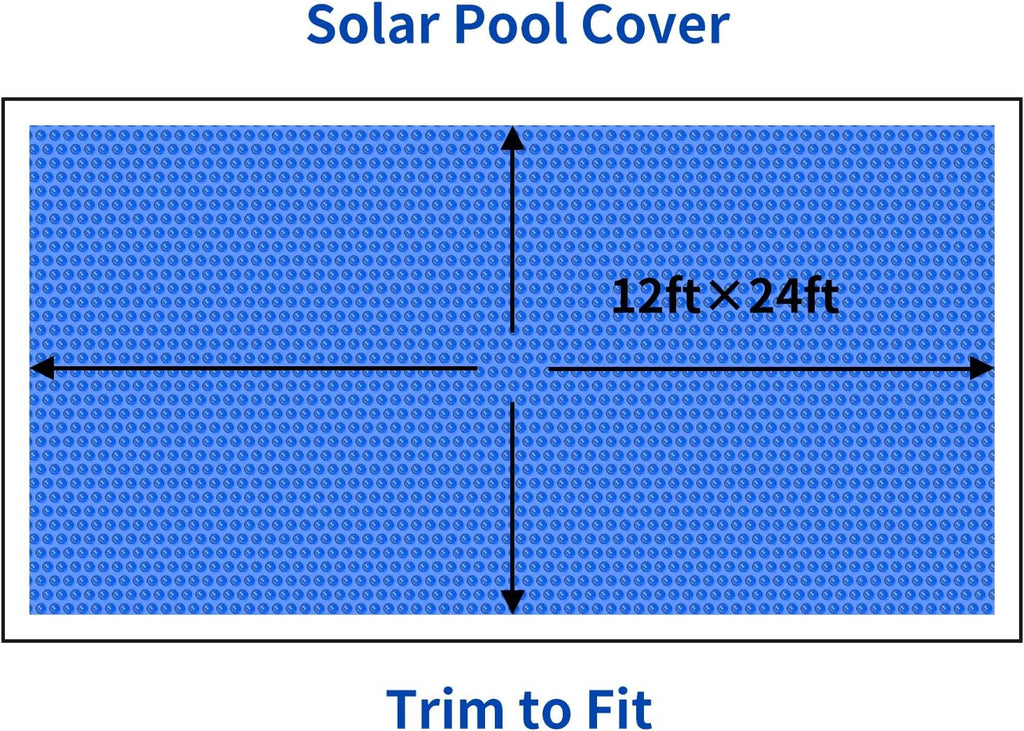 BigXwell Solar Pool Cover, Blue 16-mil 12 x 24 Foot Rectangle Solar Blanket for In-Ground Pools, 1600 Series Heavy-Duty Insulating Pool Heater Covers for Swimmer