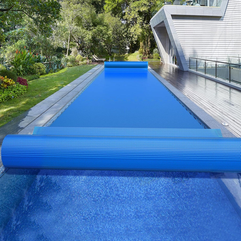 BigXwell Solar Pool Cover, Blue 16-mil 12 x 24 Foot Rectangle Solar Blanket for In-Ground Pools, 1600 Series Heavy-Duty Insulating Pool Heater Covers for Swimmer