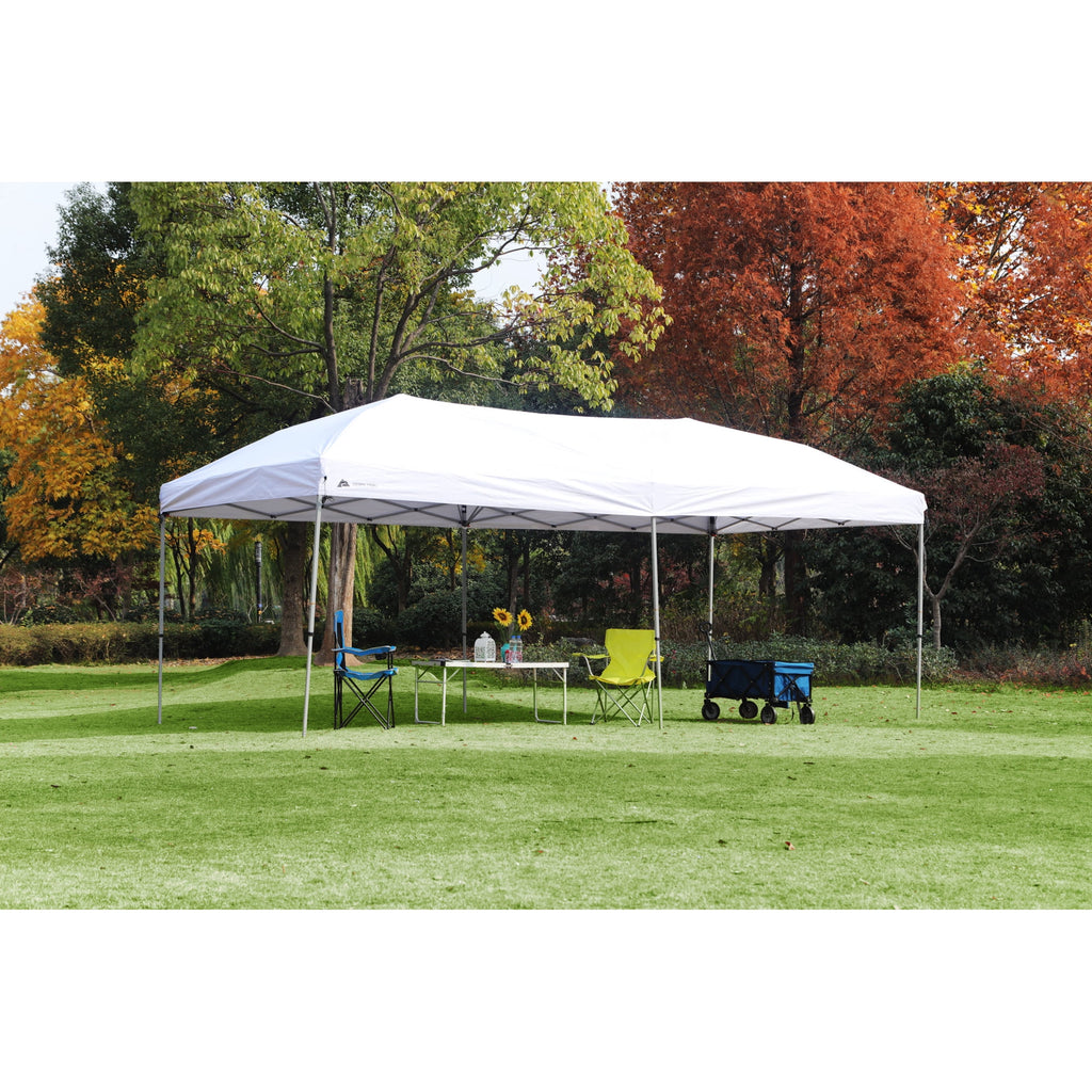 Ozark Trail 20' x 10' Straight Leg Outdoor Easy Pop-up Canopy, White