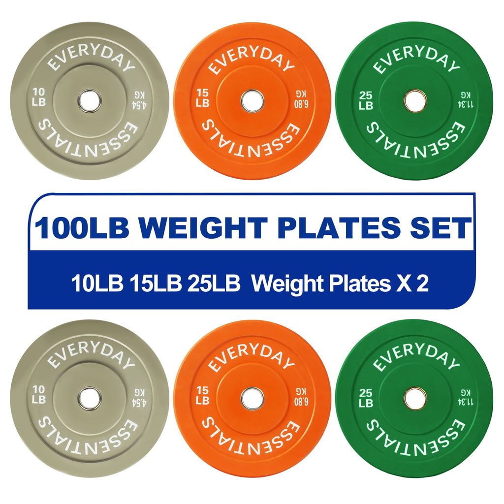 BalanceFrom Bumper Plate with Steel Hub, 100 lb Set Color