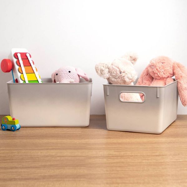 Isaac Jacobs 2pk 7"x8.11" Decorative Storage Ombre Bin Gray