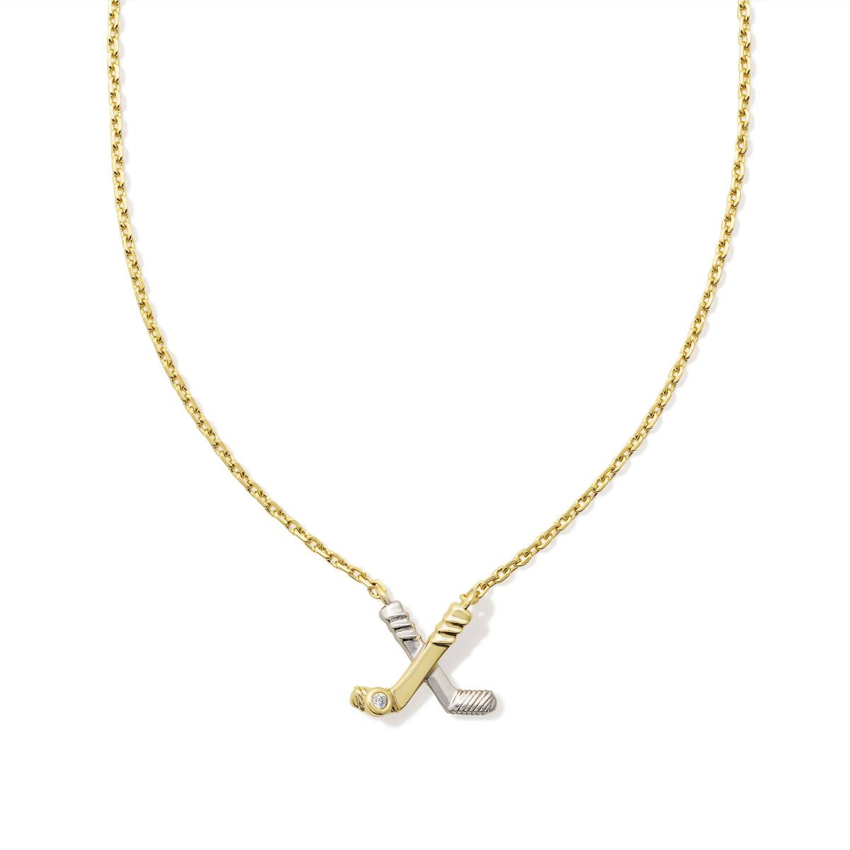 Kendra Scott Hockey Stick Pendant Necklace - Gold/Silver Mix: Rhodium & 14K Gold Over Brass, 19" Length