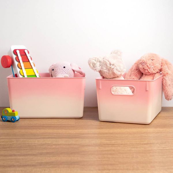 Isaac Jacobs 2pk 7"x8.11" Decorative Storage Ombre Bin Pink