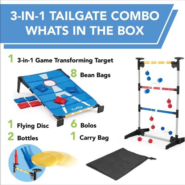 EastPoint 3-in-1 Cornhole Ladderball Bottle Smash Outdoor Game