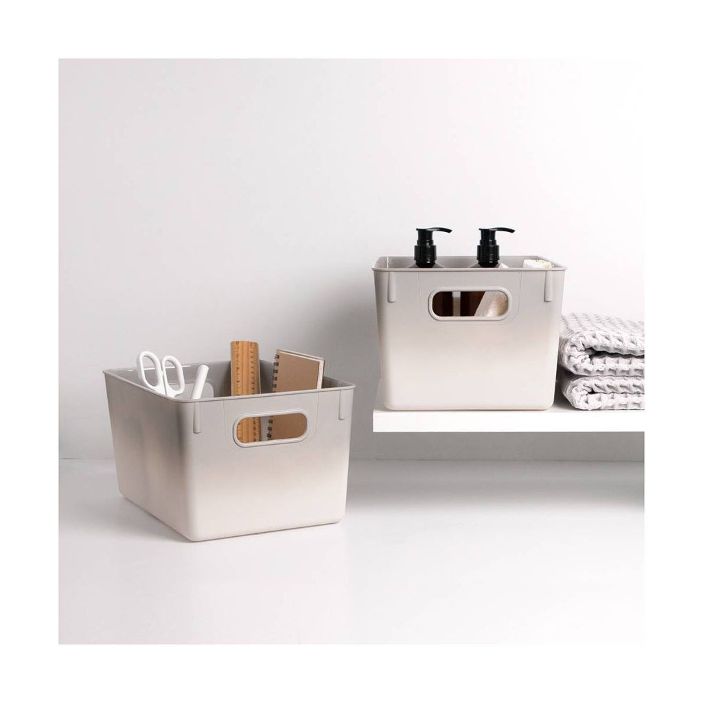 Isaac Jacobs 2pk 7"x8.11" Decorative Storage Ombre Bin Gray