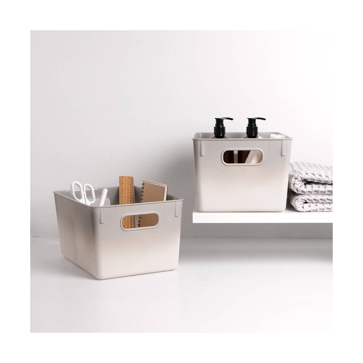 Isaac Jacobs 2pk 7"x8.11" Decorative Storage Ombre Bin Gray