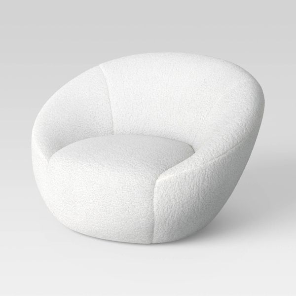 Swivel Accent Chair Faux Shearling Cream - Room Essentials™ Fully Assembled