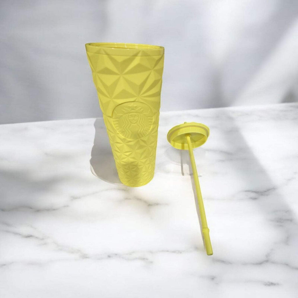 Starbucks 2025 Yellow 24oz Cold Beverage Tumbler with Straw NEW Limited Edition