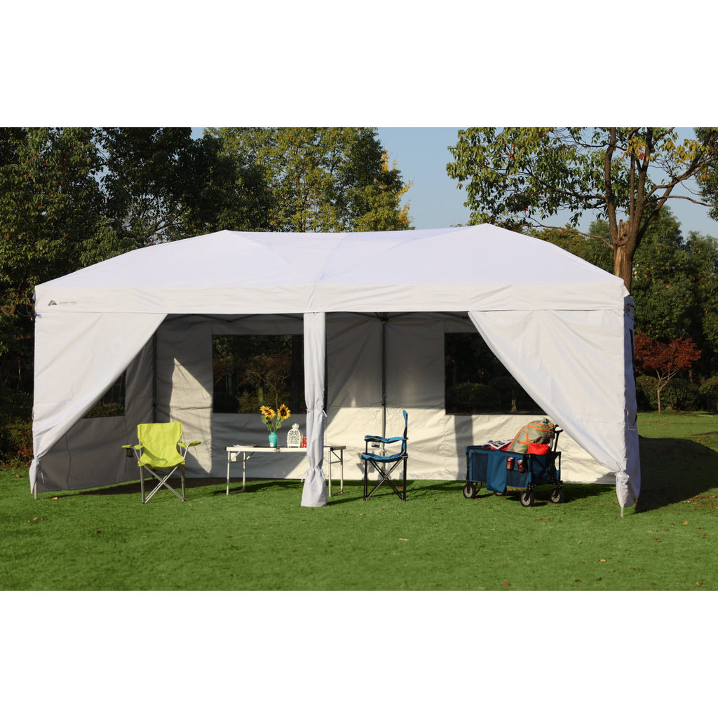 Ozark Trail 20' x 10' Straight Leg Outdoor Easy Pop-up Canopy, White
