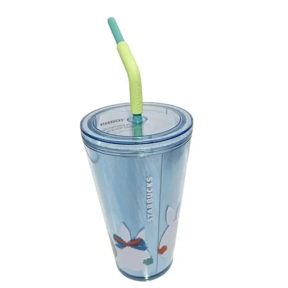 Starbucks 2025 Easter Egg Bunny Bend Straw Grande 16oz Cold Cup Tumbler